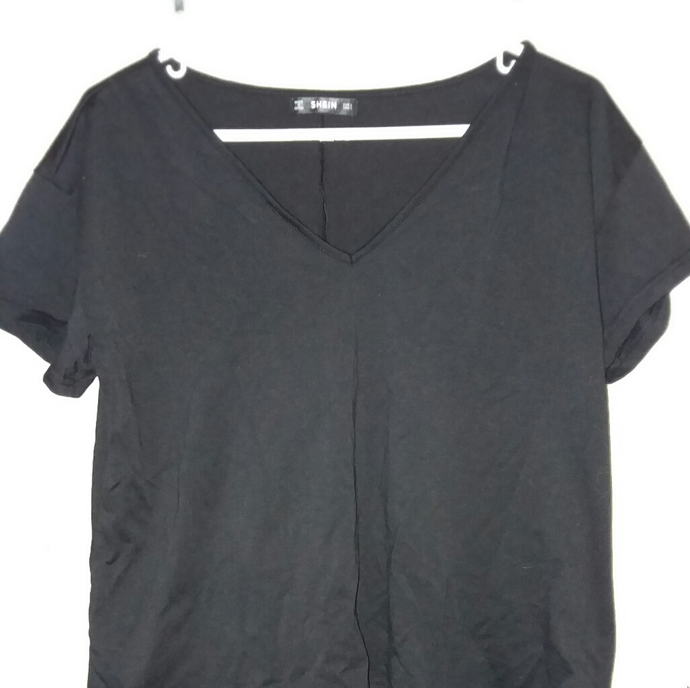 Shein black v-neck tee